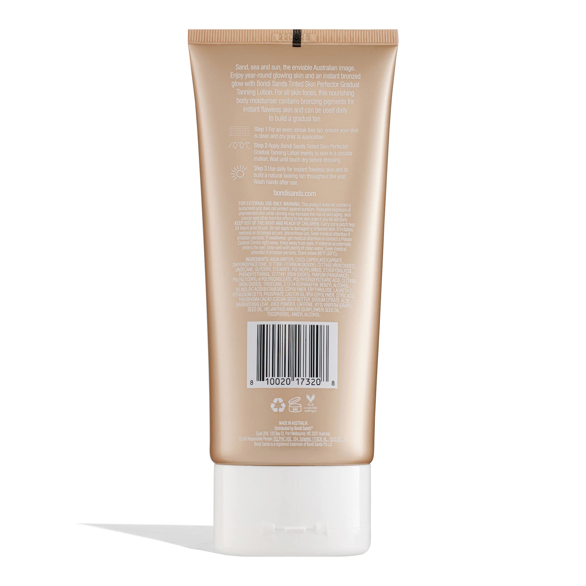 Bondi Sands Gradual Tanning Lotion application on hand demonstrates easy, streak-free self-tanning.