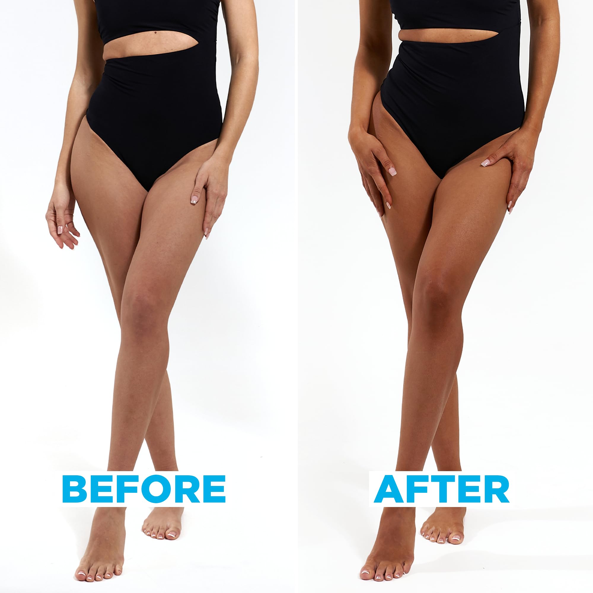 Bondi Sands Liquid Gold applied with sweeping strokes for a natural tan.