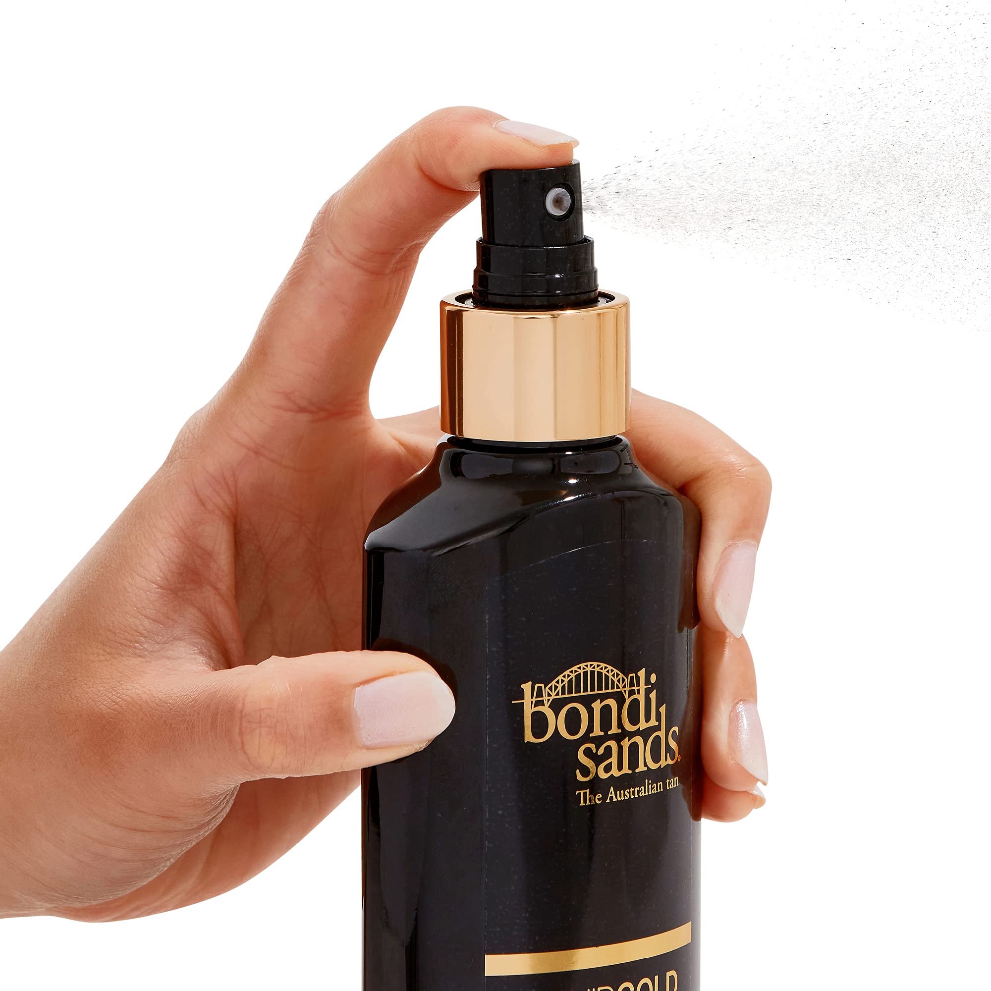 Bondi Sands Liquid Gold on skin delivers radiant glow and subtle hydration.
