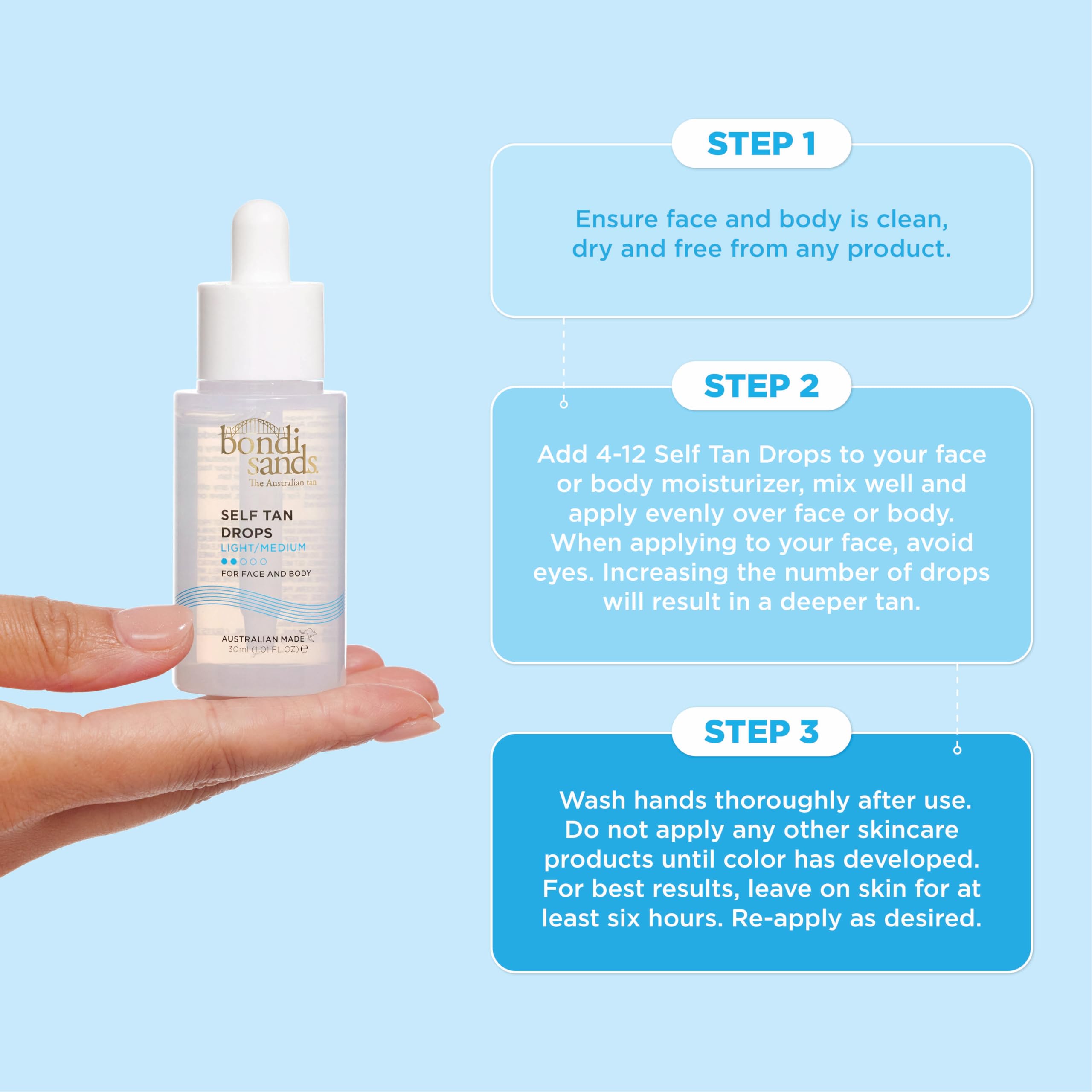 Bondi Sands Self Tan Drops featuring antioxidant Aussie fruits in formula