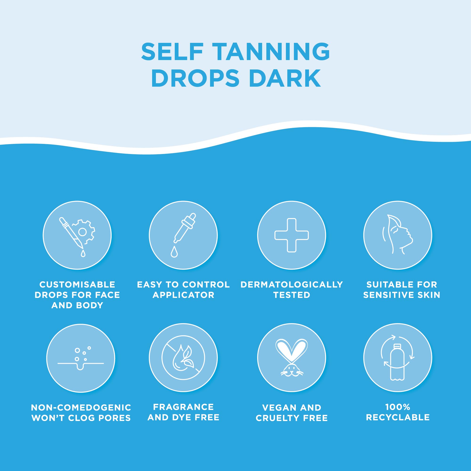 Bondi Sands Self Tan Drops Dark formula delivering long-lasting hydration.