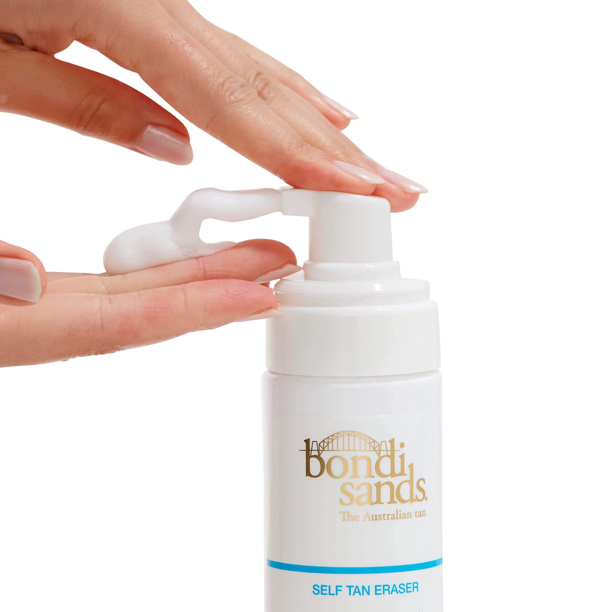 Bondi Sands Self Tan Eraser pump action demonstrates easy cleansing and tan removal