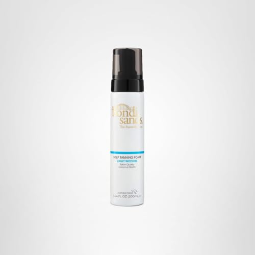 Bondi Sands self tanning foam bottle-back label communicates ingredients and usage tips.