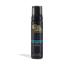 Bondi Sands Self Tanning Foam bottle closeup shows premium, quick-drying formula.