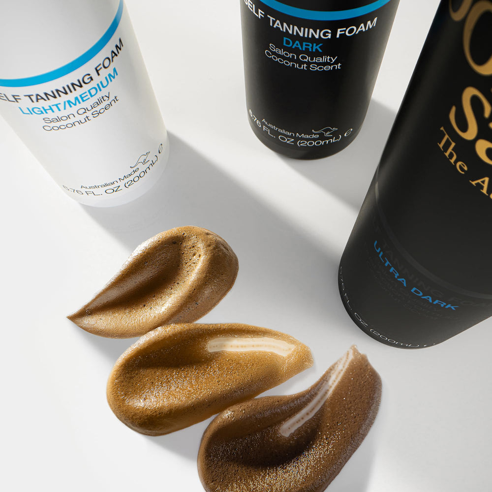 Bondi Sands self tanning foam dry time note indicates flexible rinse after one hour.