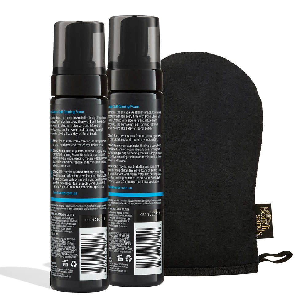 Bondi Sands Self Tanning Foam Duo Dark application mitt closeup showing reusable mitt.