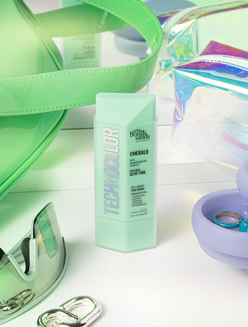 Bondi Sands Technocolor Face Serum before-and-after hint at natural glow.