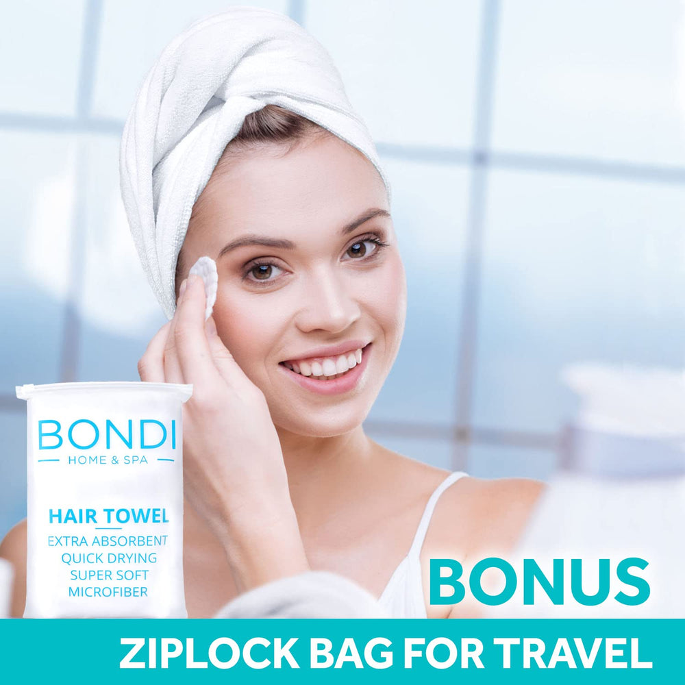 Bondi Spa microfiber hair towel XL size wraps long hair securely