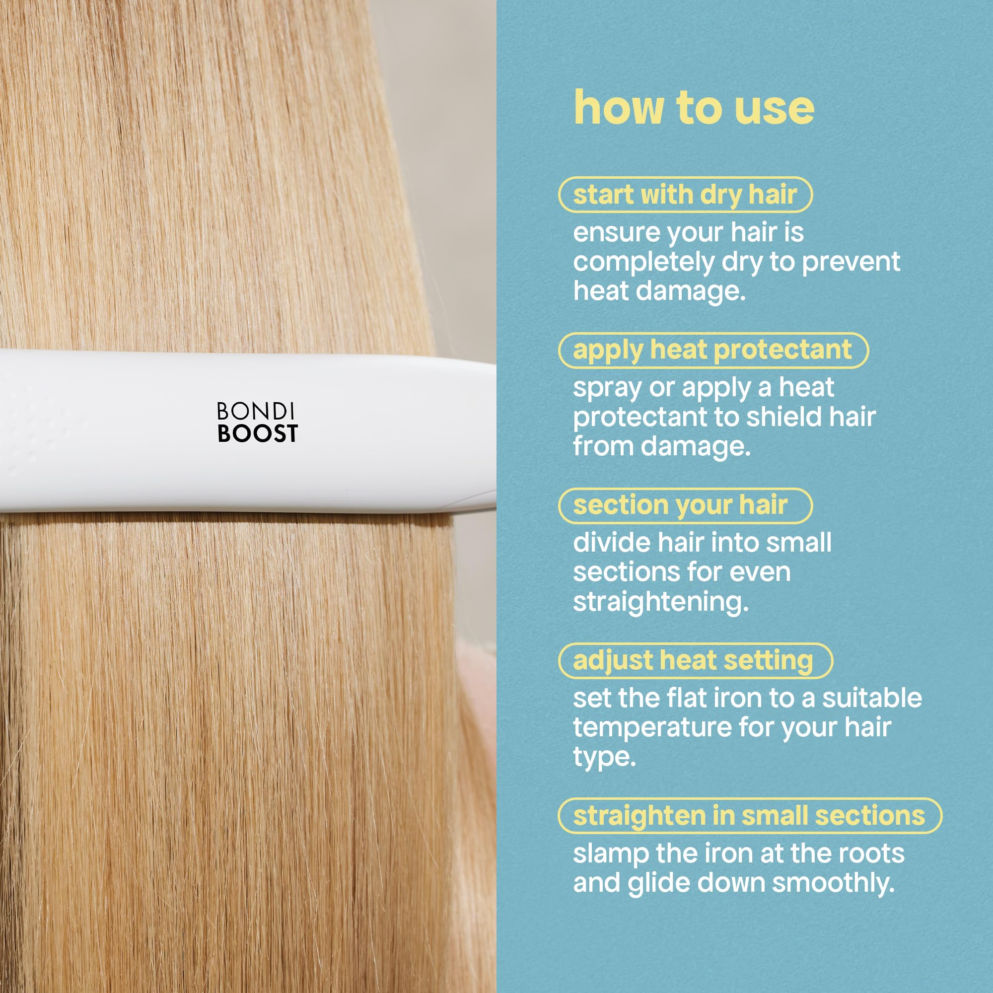 BondiBoost Aloe Plated Flat Iron temperature control feature for styling precision