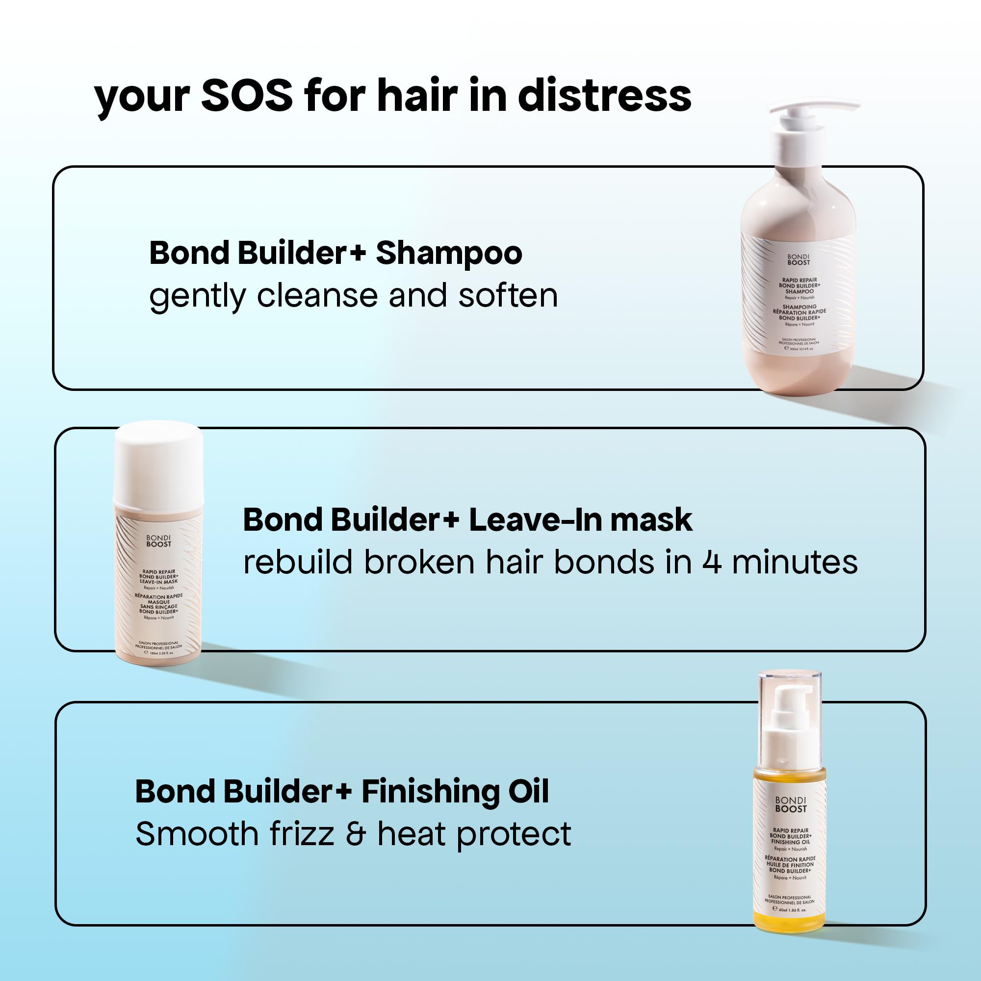 BONDIBOOST being applied to wet hair mid-lengths, improves detangling benefit