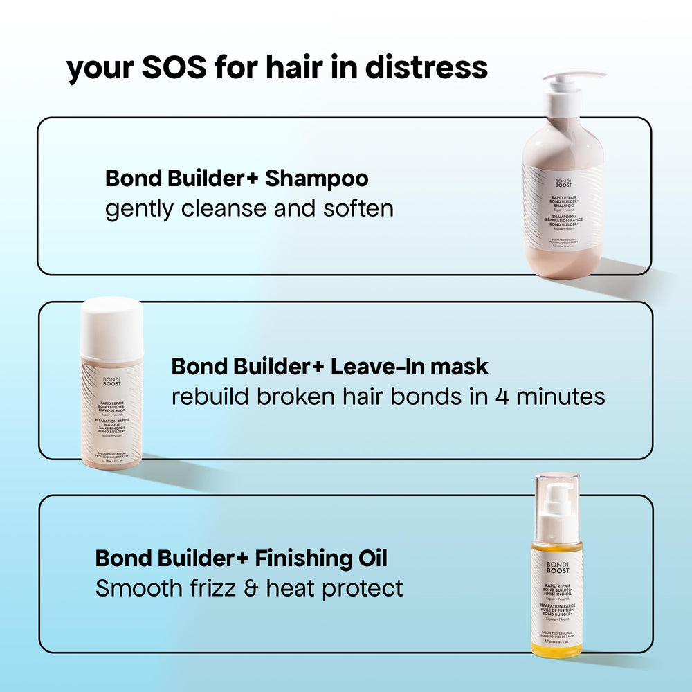 BONDIBOOST being applied to wet hair mid-lengths, improves detangling benefit
