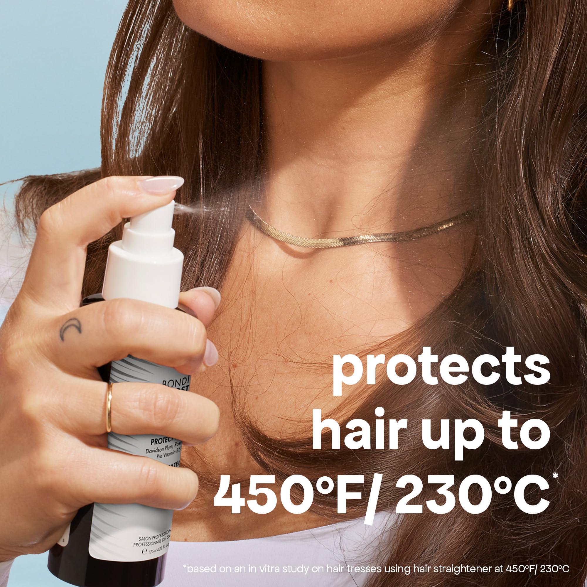 BondiBoost heat spray used on dry hair for added shield and shine.