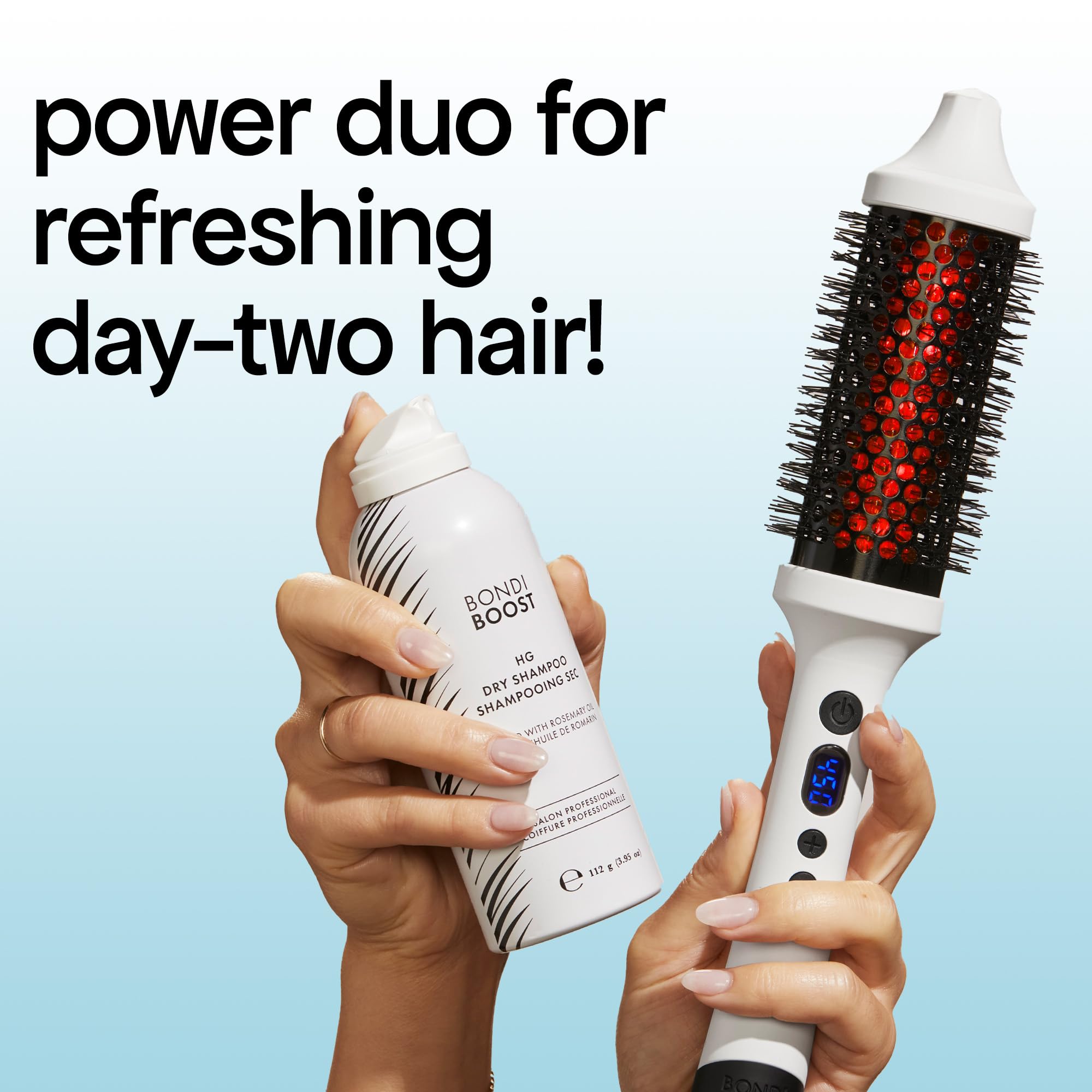 BondiBoost HG Dry Shampoo finish appears residue-free on hair.