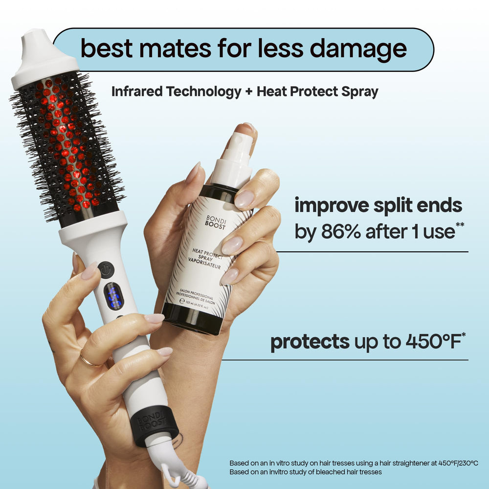 BondiBoost infrared thermal brush aloe-infused bristles closeup for snag-free glide