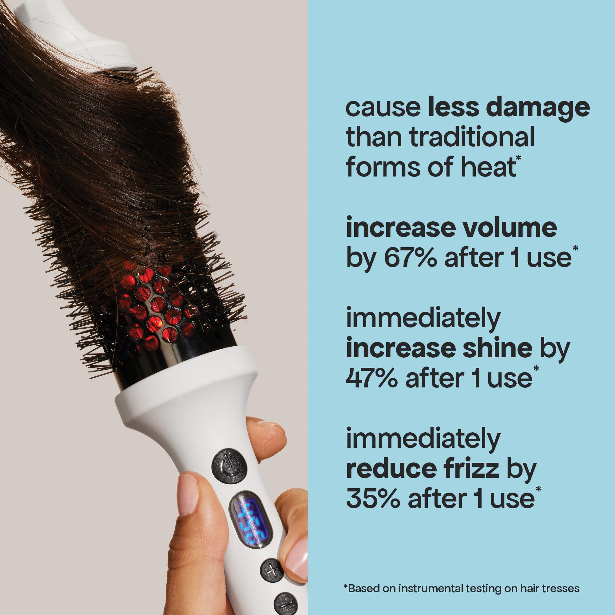 BondiBoost infrared thermal brush hair closeup showing smooth glide