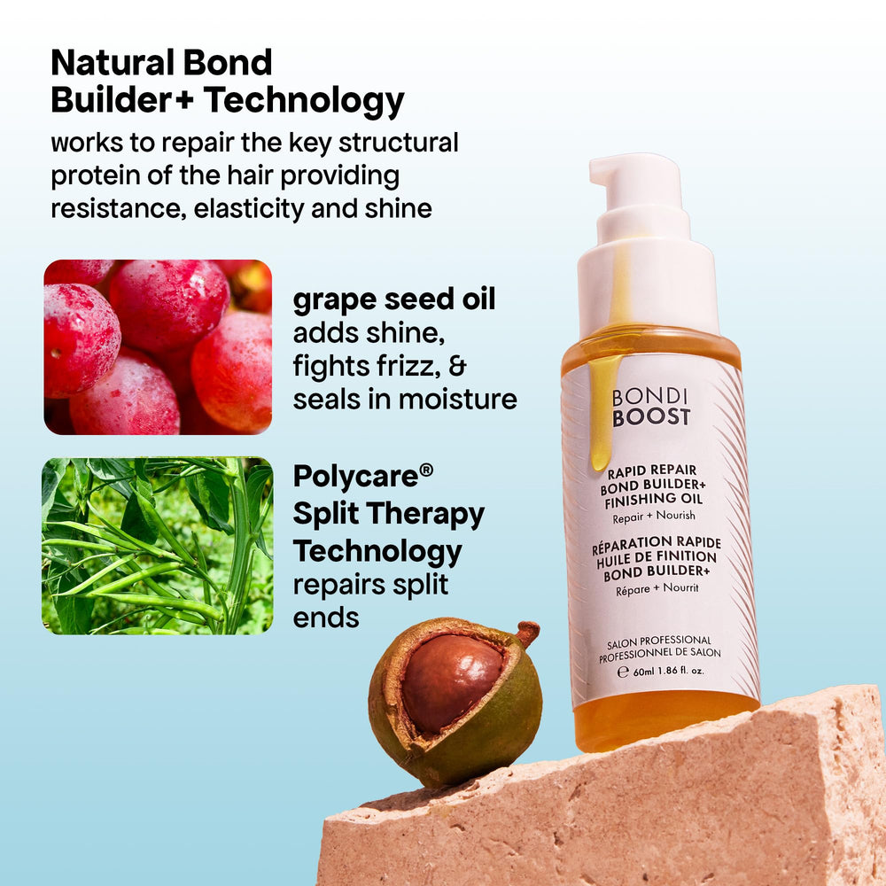 Bondiboost oil being applied to mid-lengths to ends for soft frizz-free result