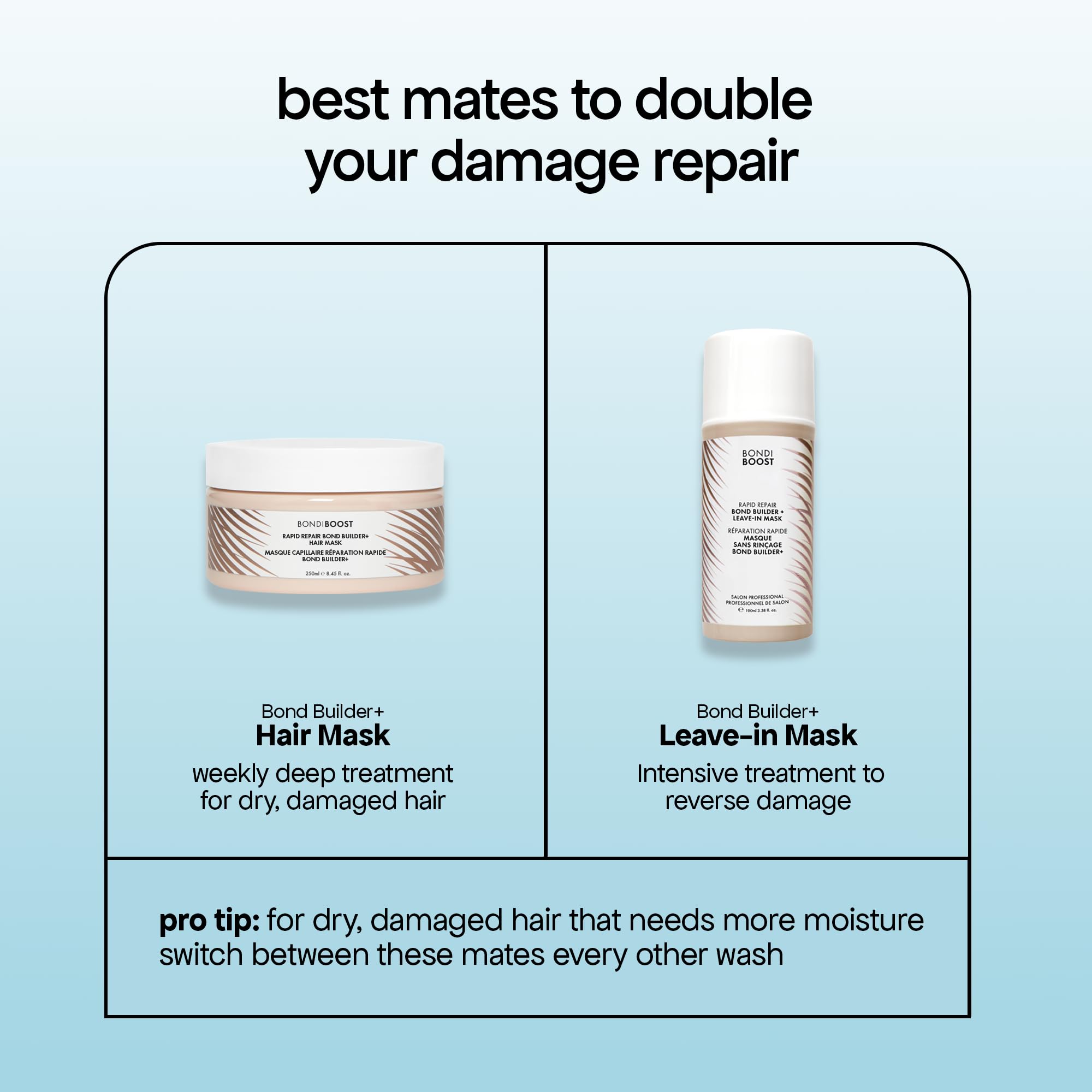 BondiBoost Hair Mask being applied from roots to ends for even hydration.