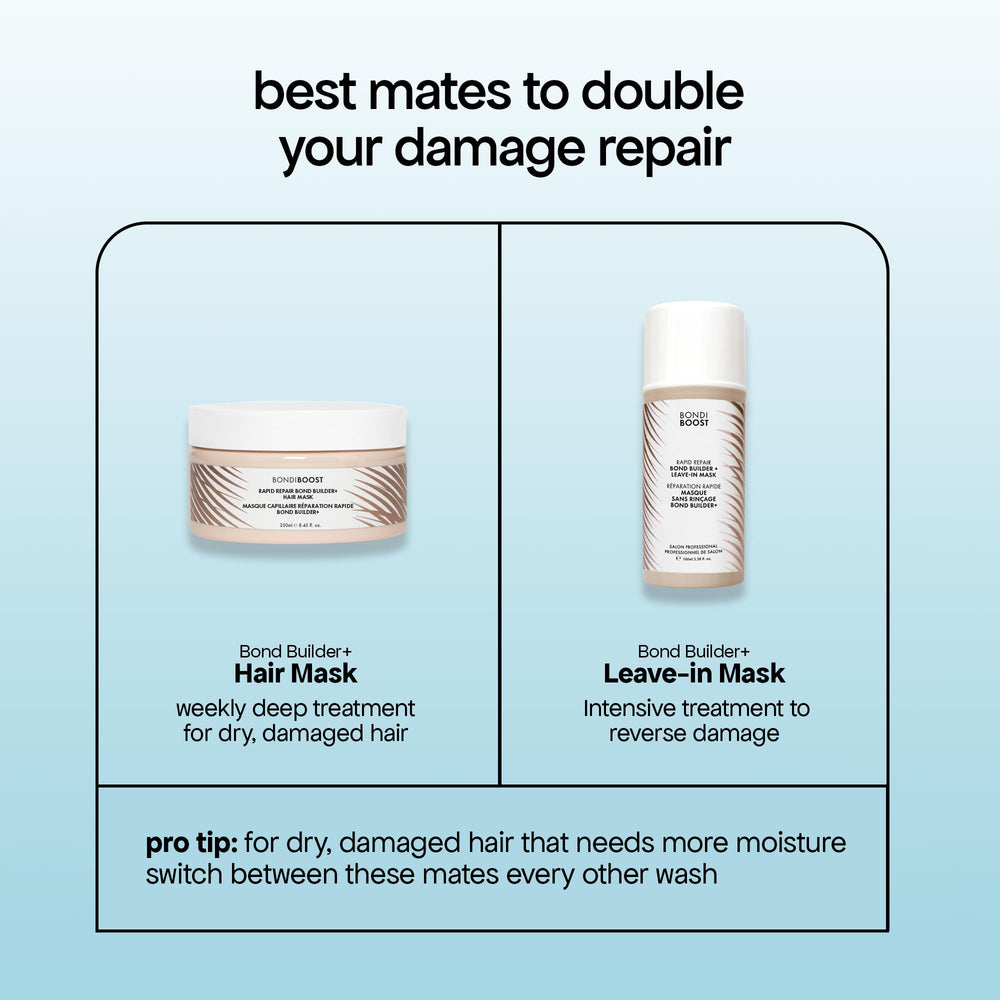 BondiBoost Hair Mask being applied from roots to ends for even hydration.