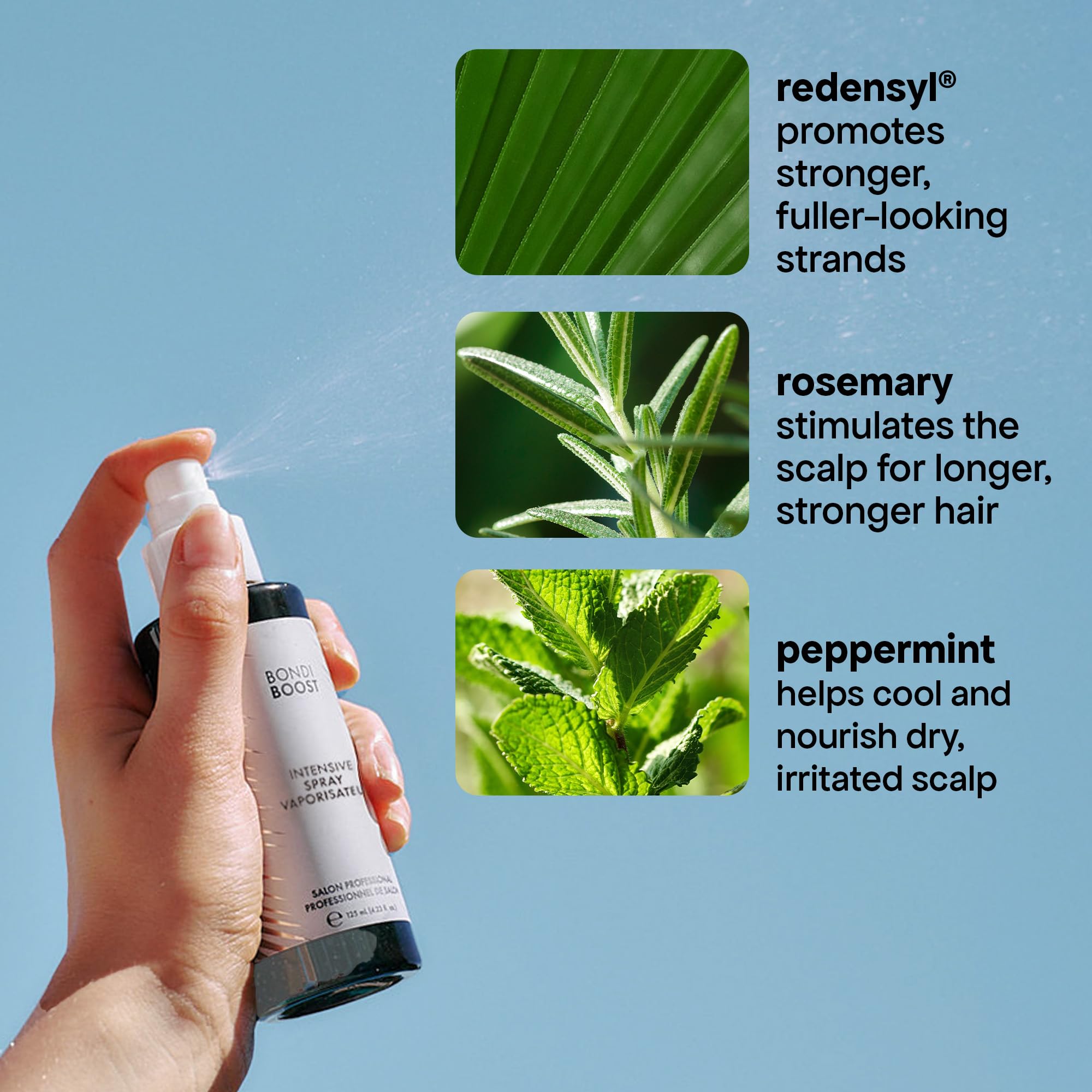 BONDIBOOST spray applied to dry hair ready for styling and everyday use