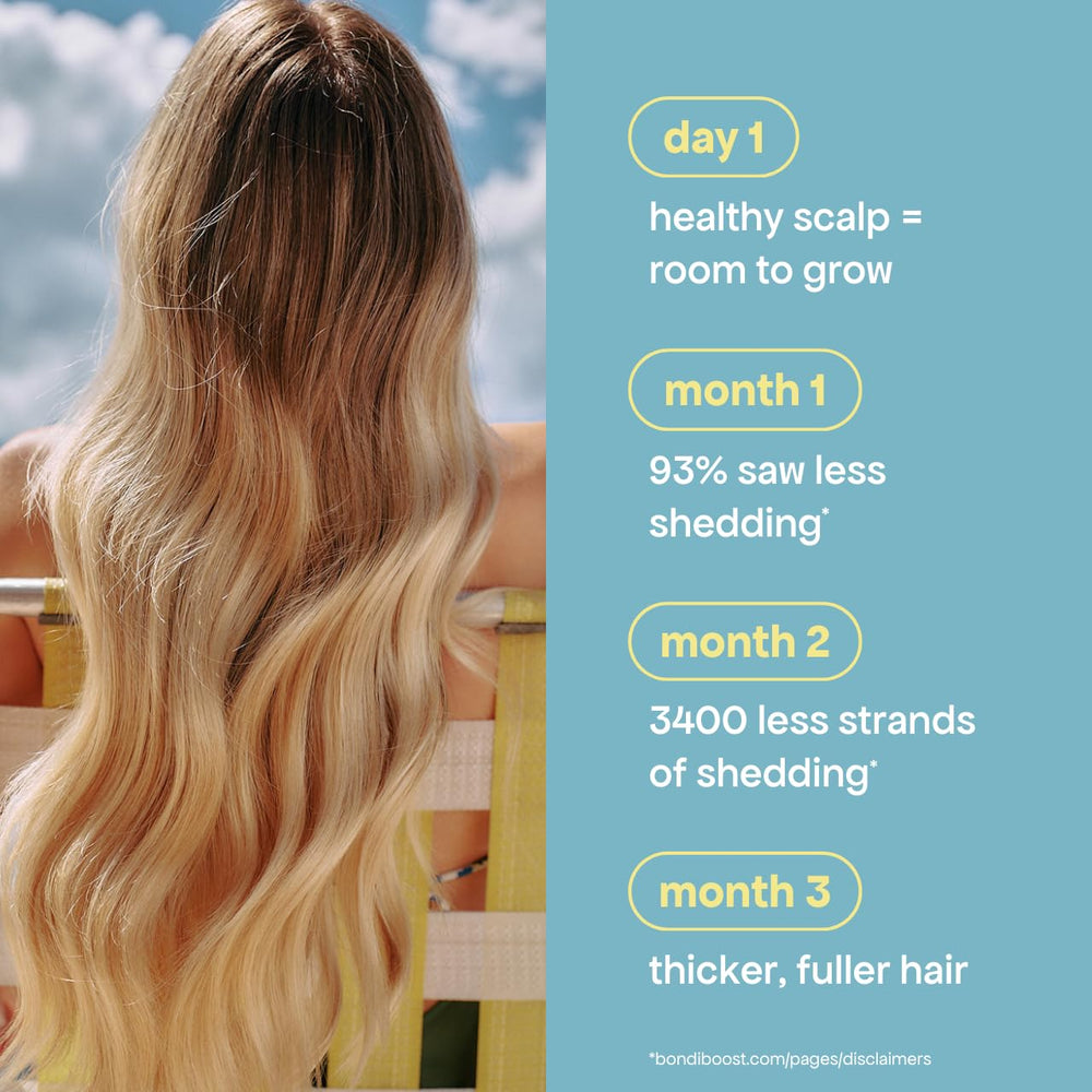 BONDIBOOST spray being applied to wet hair for targeted root treatment