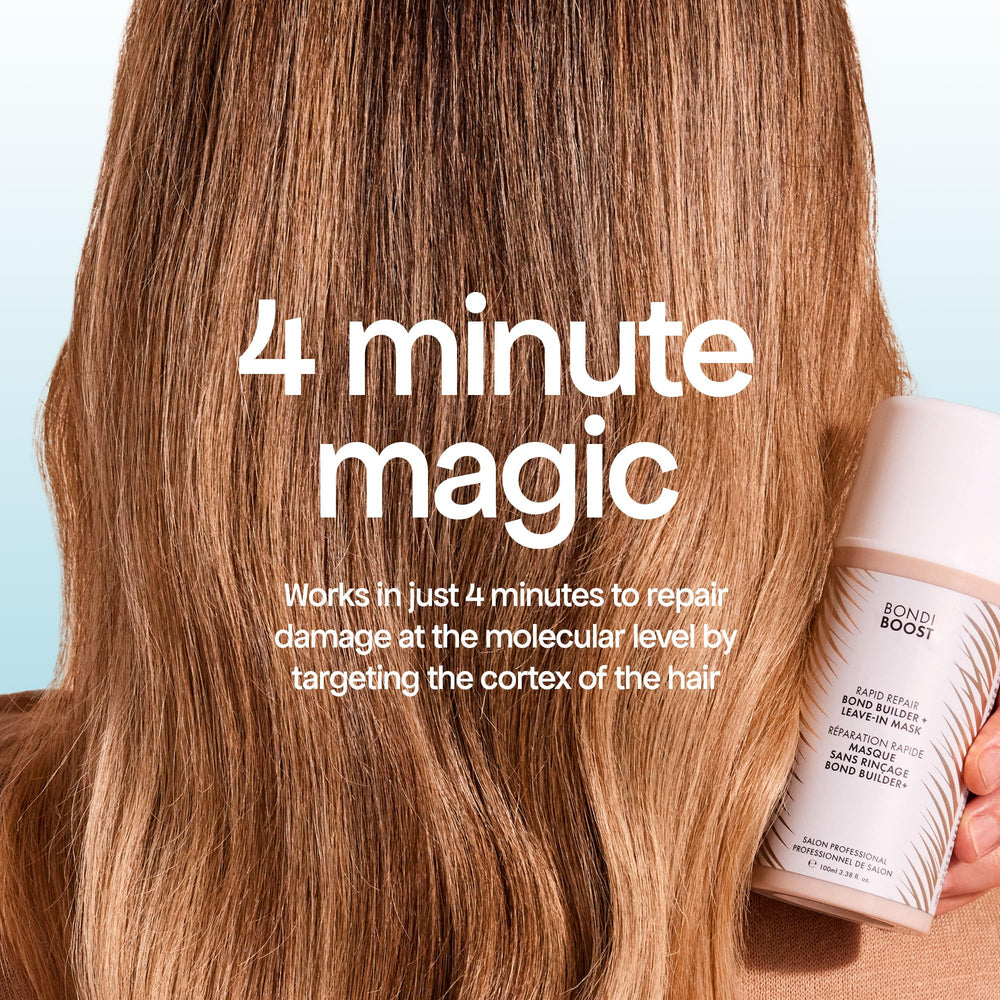 BONDIBOOST styled hair finish shining in light, demonstrates added shine benefit