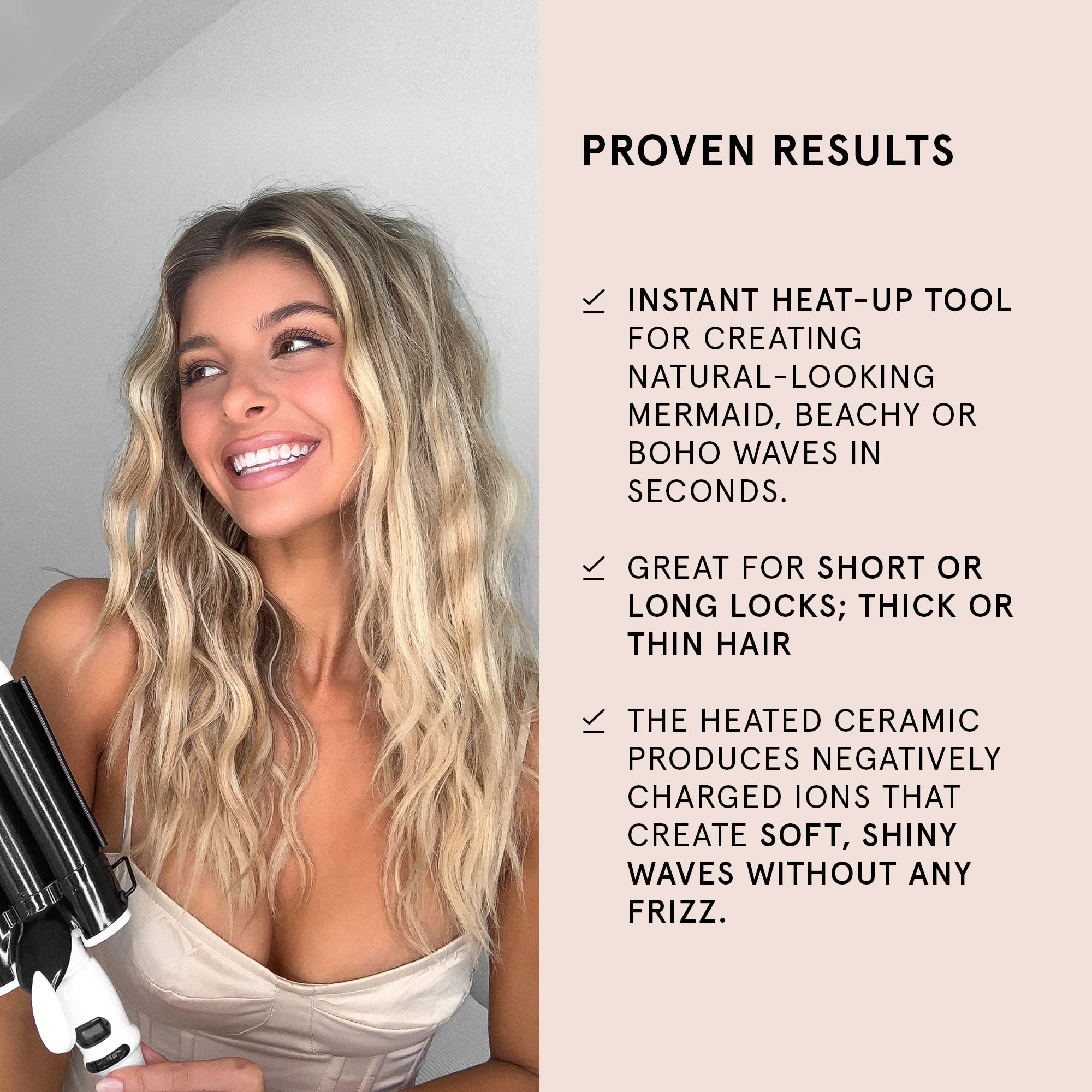 BONDIBOOST Wave Wand glides through strands for smooth, even waves.