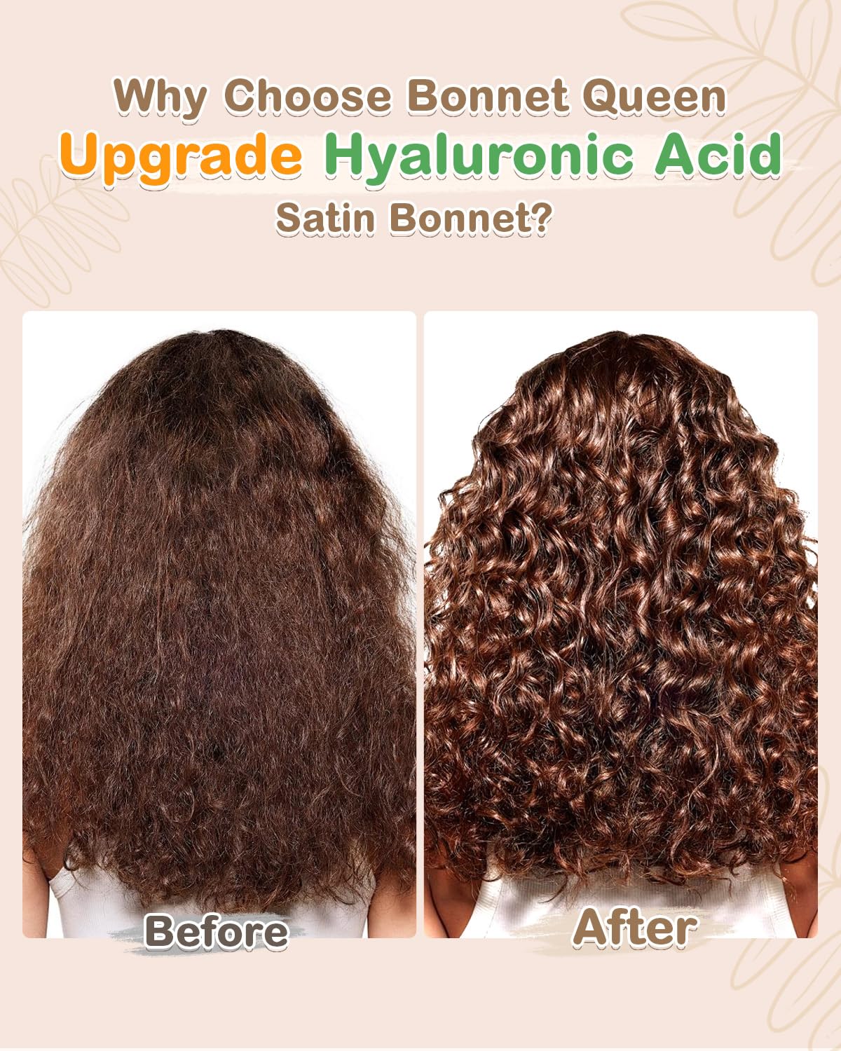 BONNET QUEEN soft-satin-breathable-sleep-bonnet on model emphasizes smooth hair overnight.