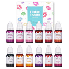 Bonnie Choice 12-color liquid pigment pack closeup with vibrant vegan lip colors for DIY gloss.