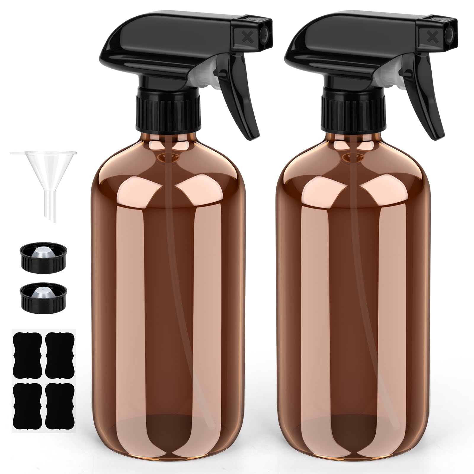 Bontip amber glass spray bottle 8 oz with trigger for plant care and aromatherapy.
