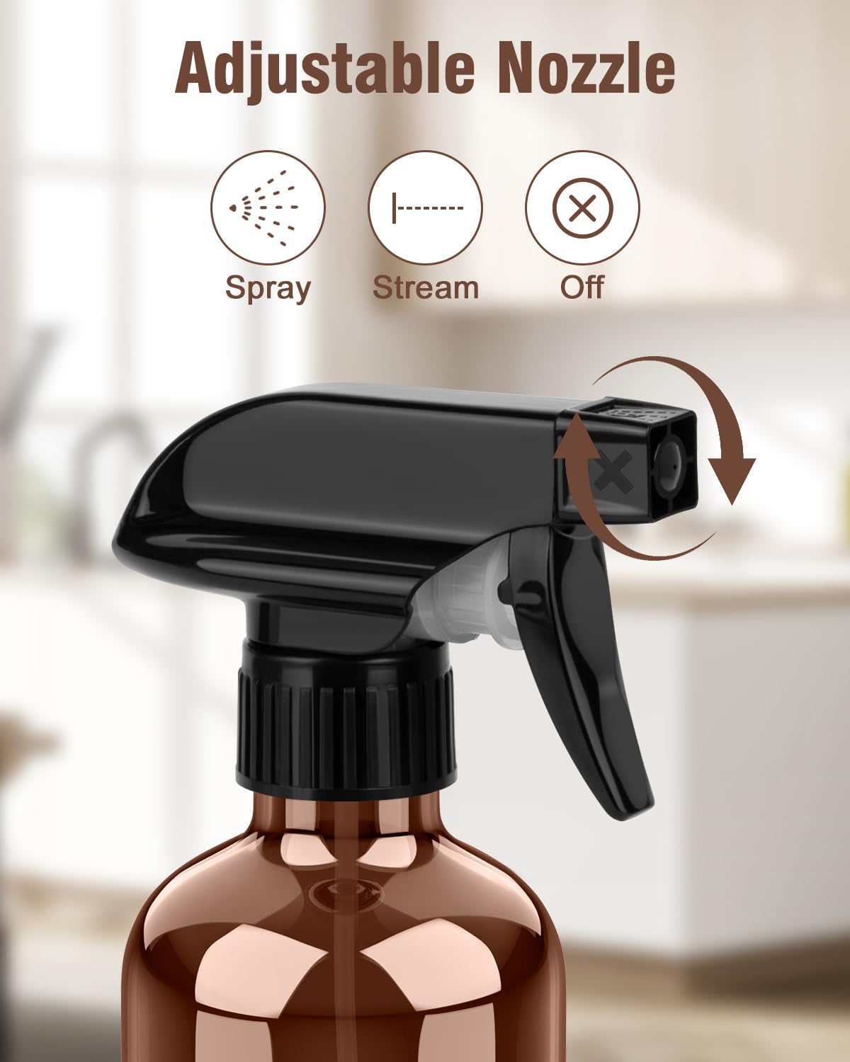 Bontip amber glass spray bottle set with lids and labels for DIY cleaners.