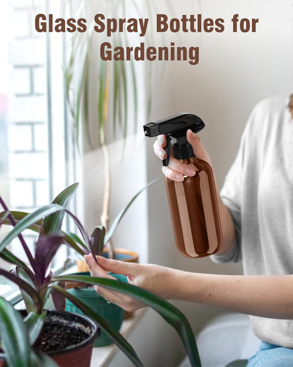 Bontip glass spray bottle with black trigger nozzle for easy misting.