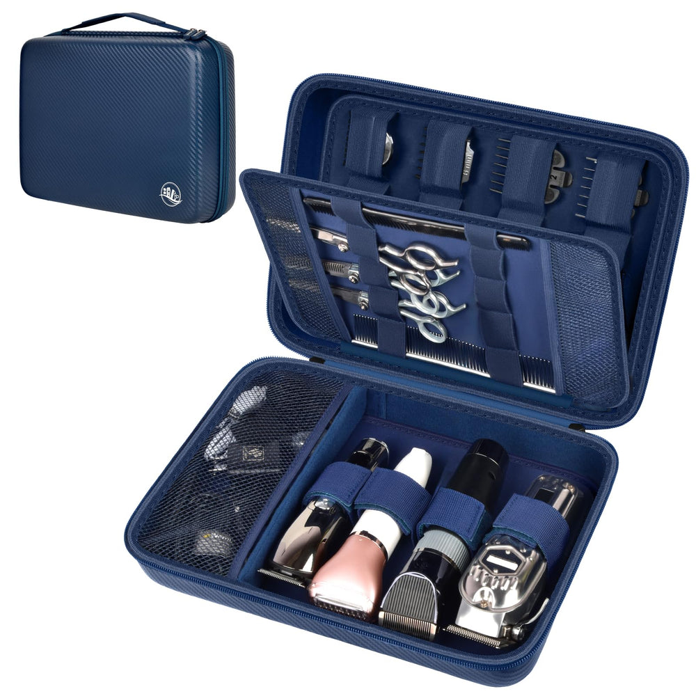 Boobowl hard travel case side view demonstrates portable organization for barber tools during travel.