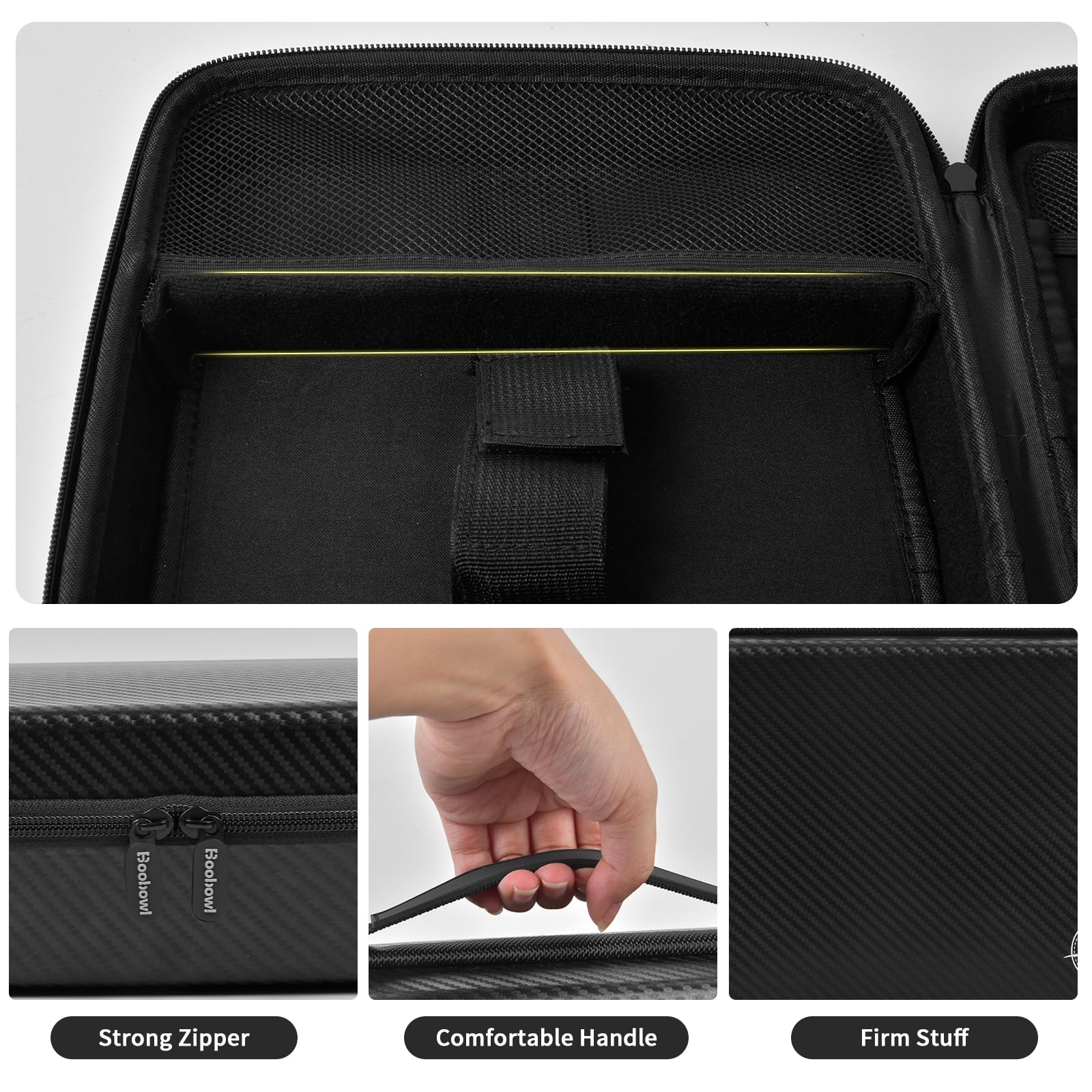 Boobowl case with adjustable Velcro straps secures different clippers.