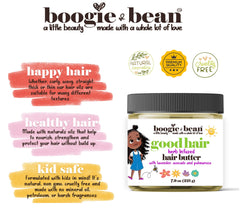 Boogie and Bean baby hair oil application: gentle, mess-free styling.