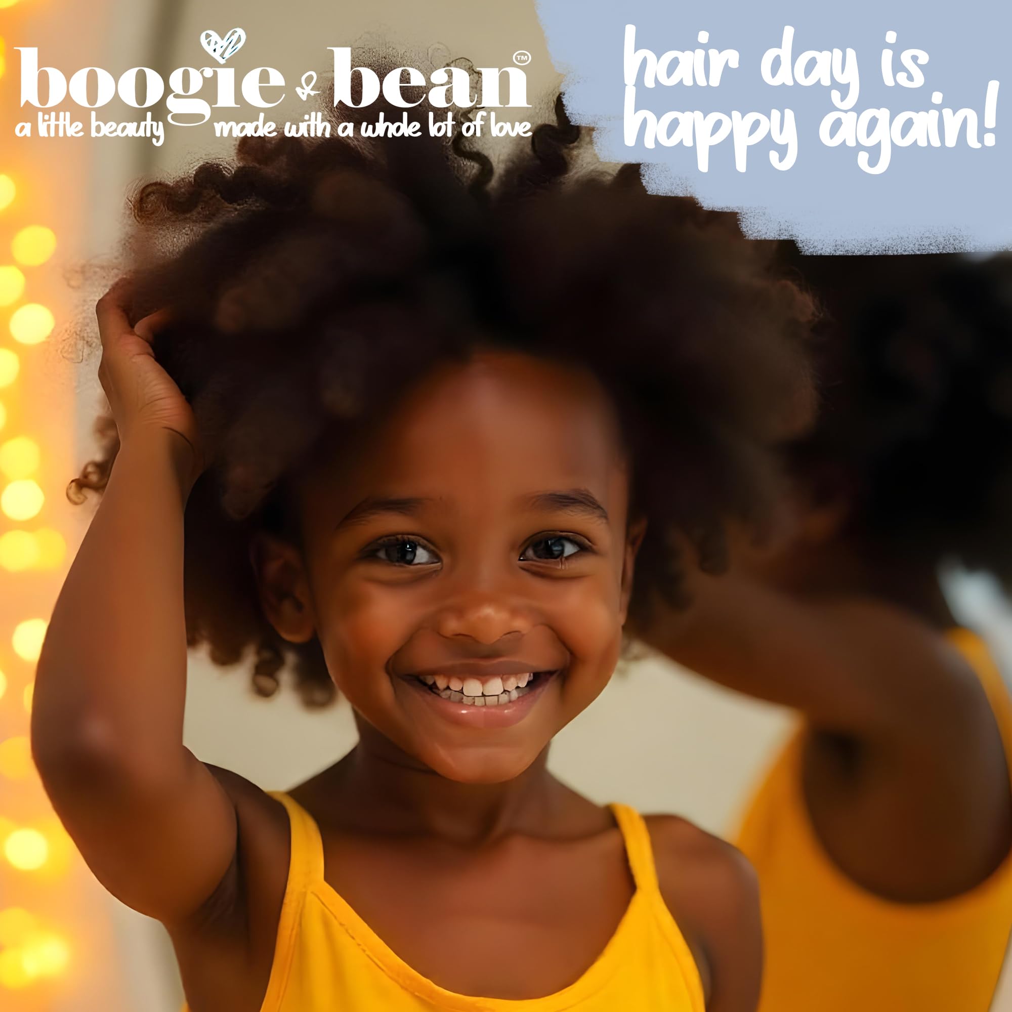 Boogie and Bean application scene shows soothing scalp massage and root stimulation.