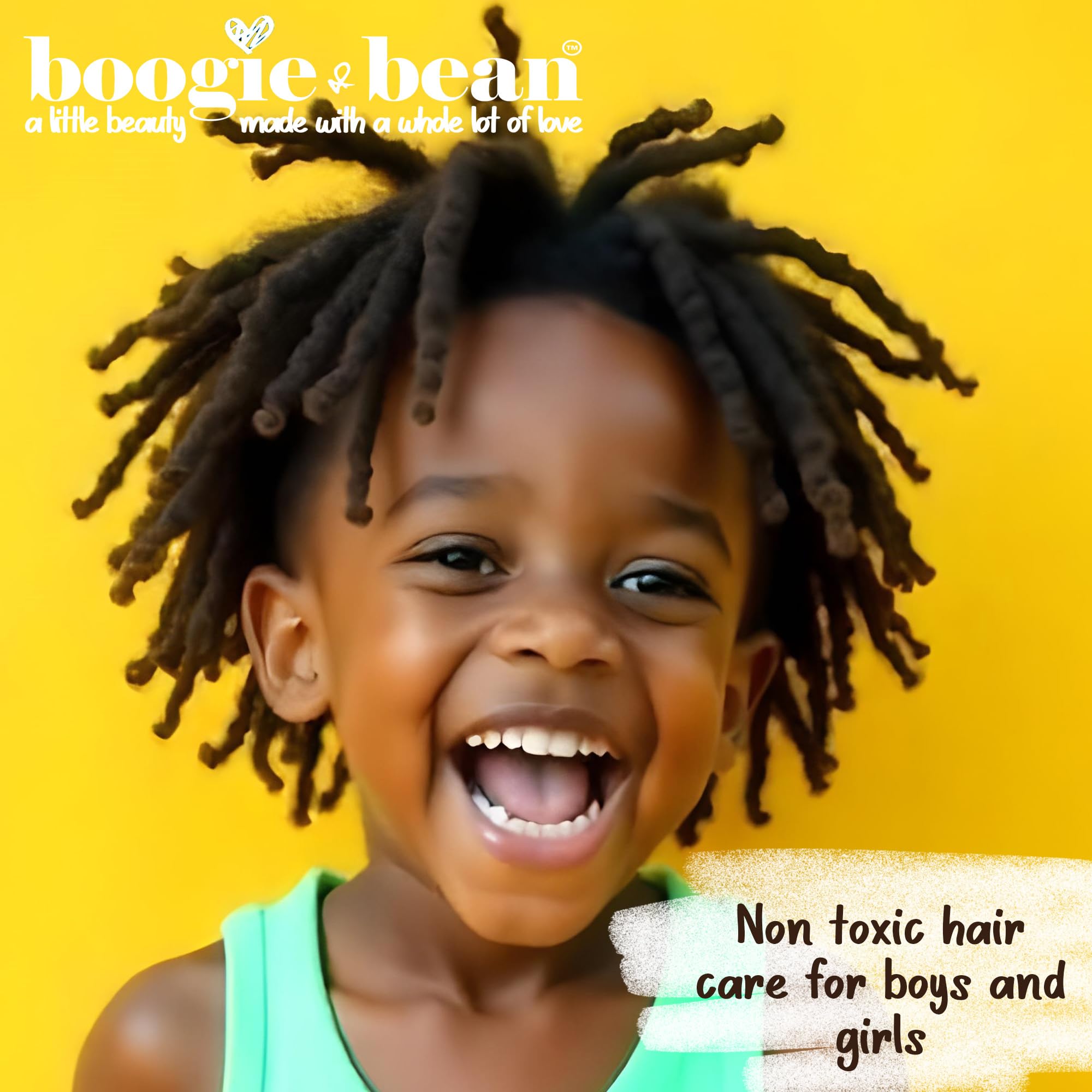 Boogie and Bean natural ingredients label: sulfate-free and paraben-free care.