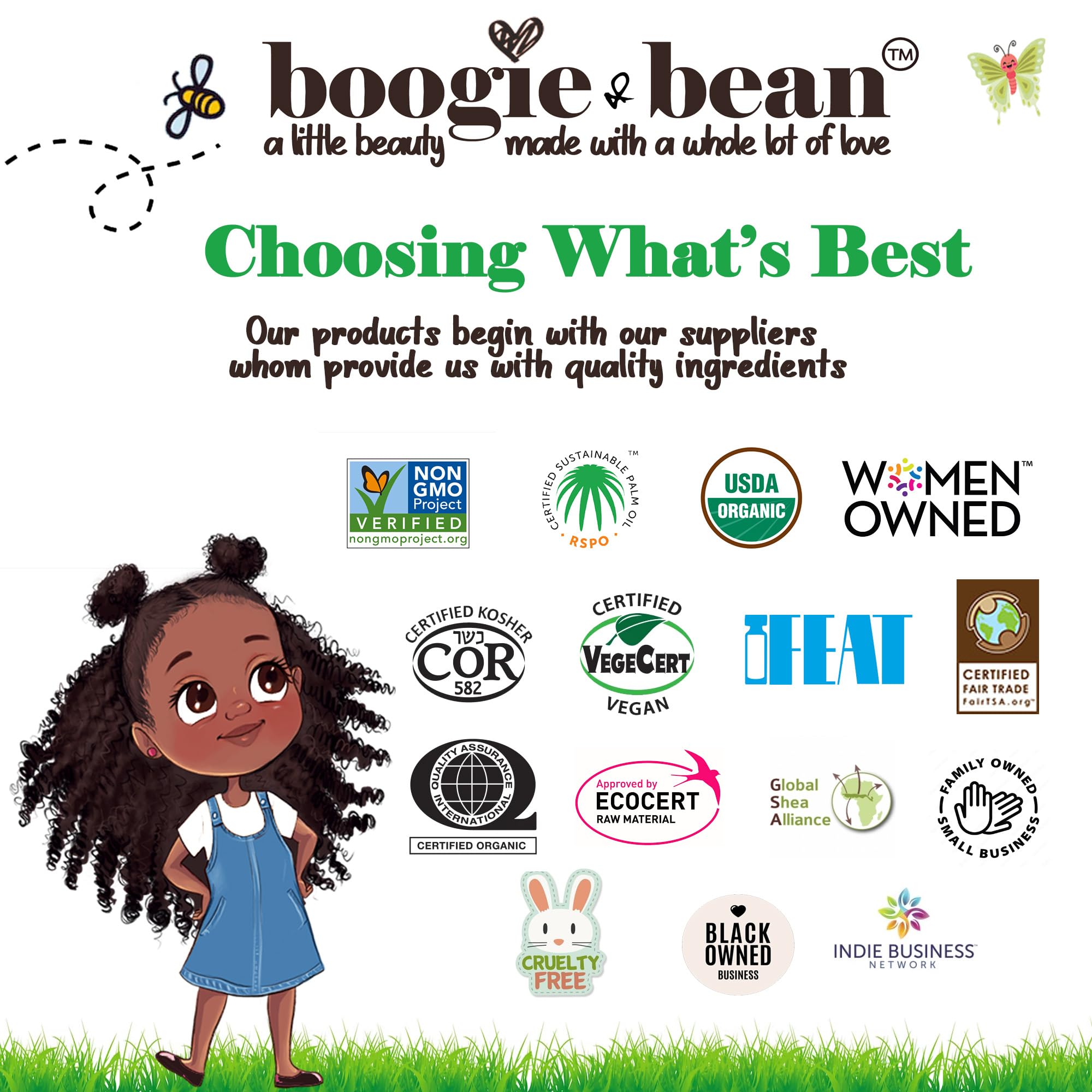 Boogie and Bean twist curls application: keeps kids' hair moisturized.