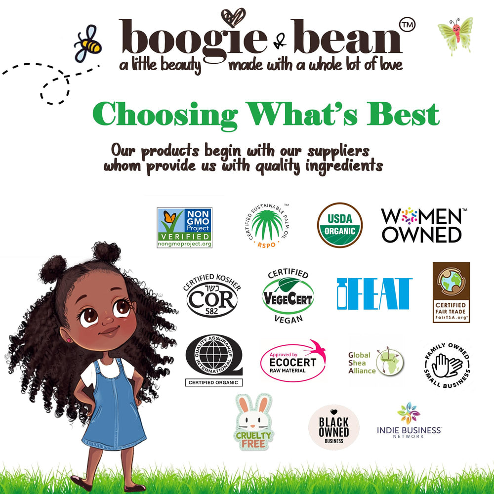 Boogie and Bean twist curls application: keeps kids' hair moisturized.