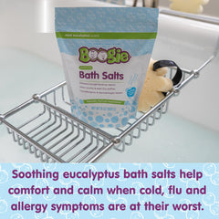 Boogie Kids Soothing Bath Salts in a tub, fizzing softly for comforting bath time.