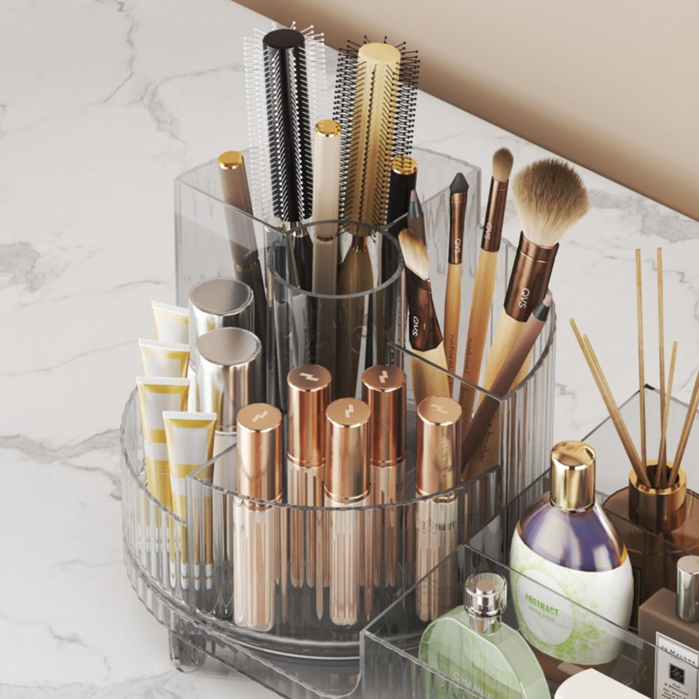 Booklov crystal clear finish on a vanity setup doubles as decor and storage