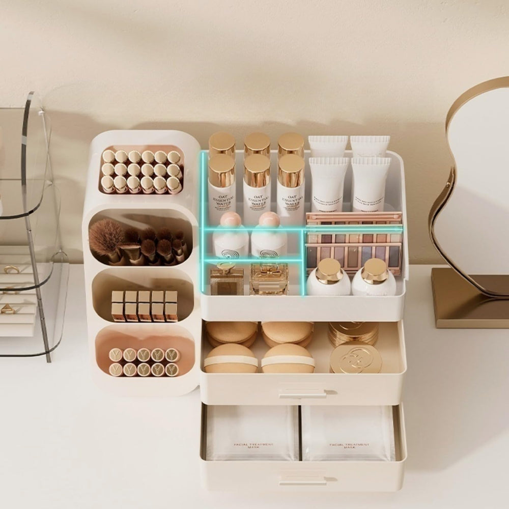 Booklov chic vanity design adds elegance while organizing makeup