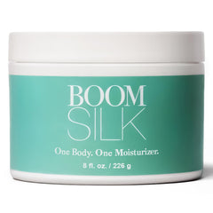 BOOM! Boomsilk face cream jar closeup highlighting rich hydration for mature skin