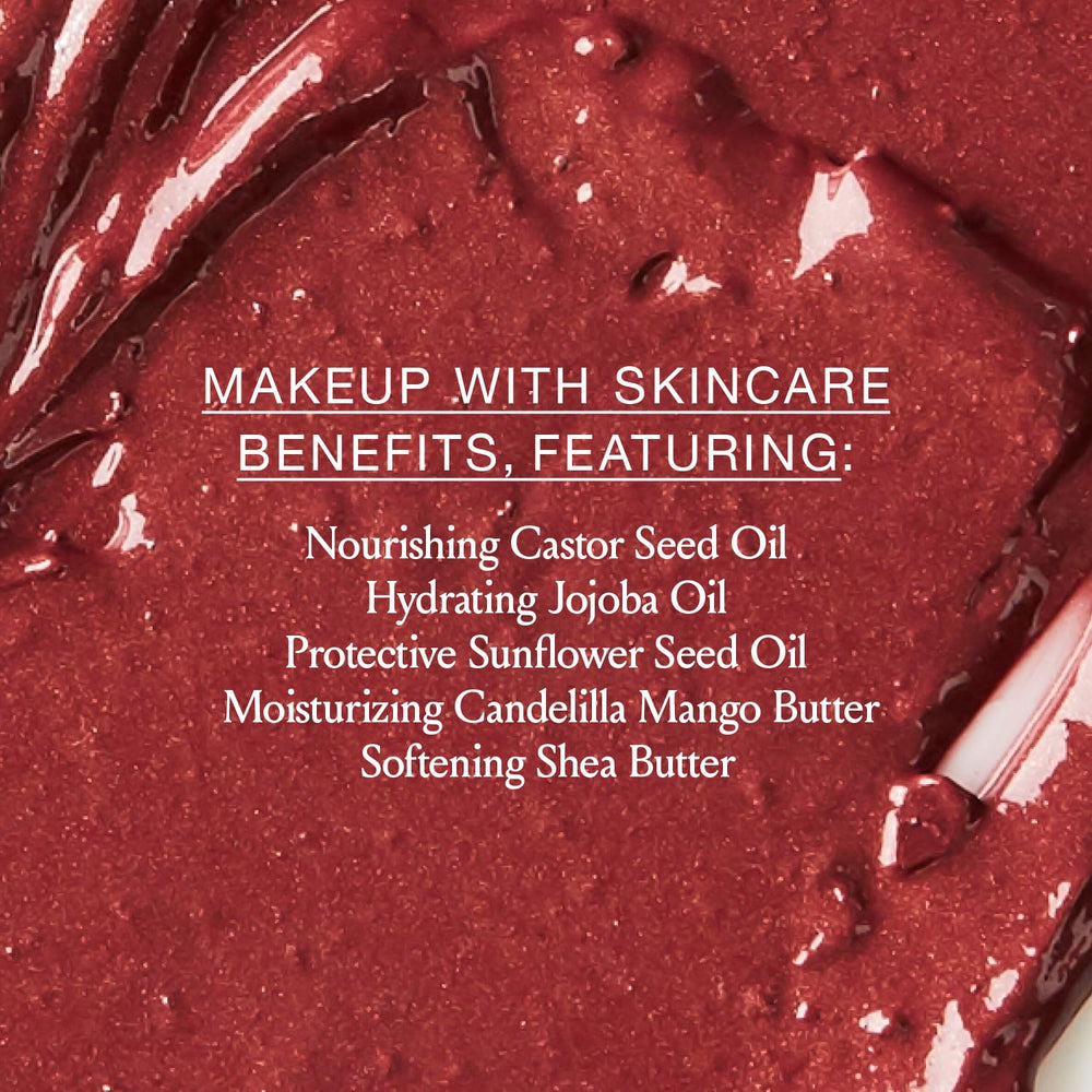 Berry lip application shows versatile use with easy coverage.