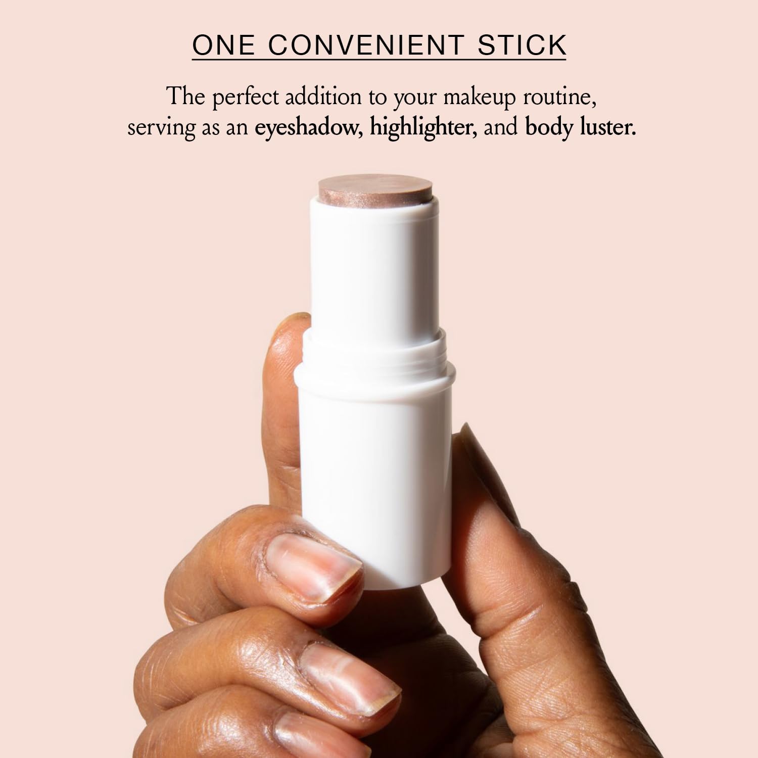 Boomstick Glimmer highlighter stick swirled on skin shows buildable luminosity throughout the day.