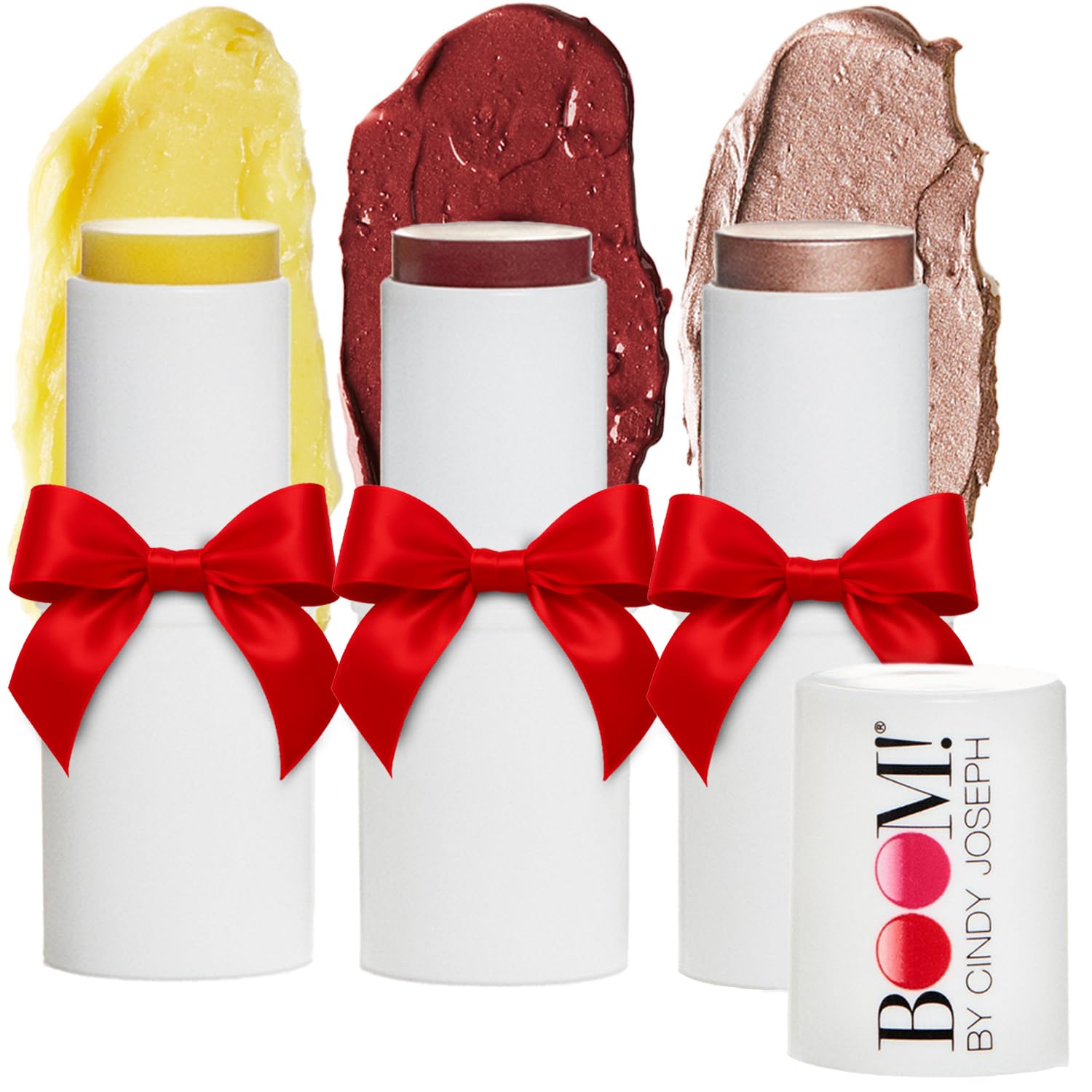 Boomstick Trio Color 3 Pack front view for on-the-go cheeks, lips, and glow.