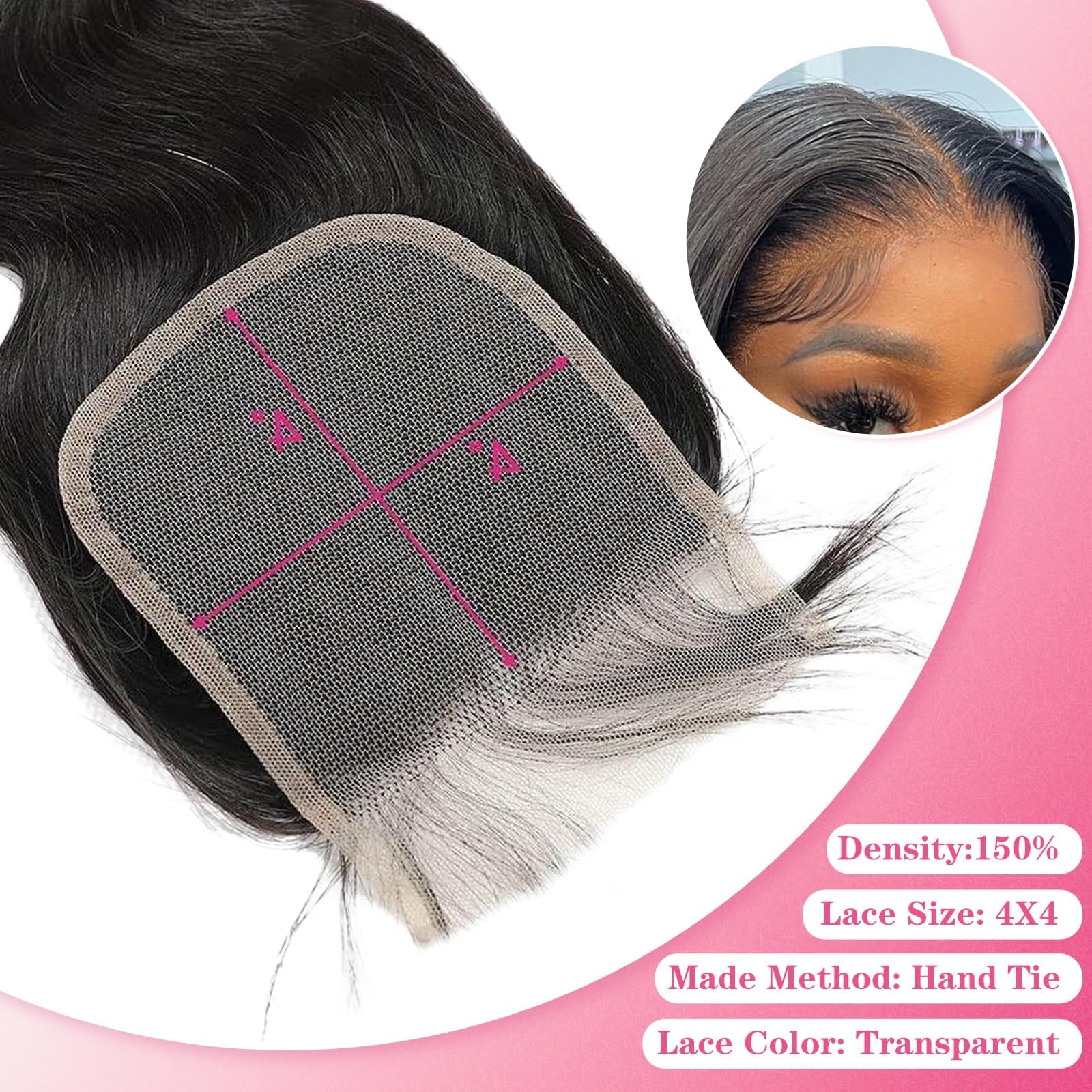 Boopwine 150 density closure close-up reveals full, lush volume for a fuller style.