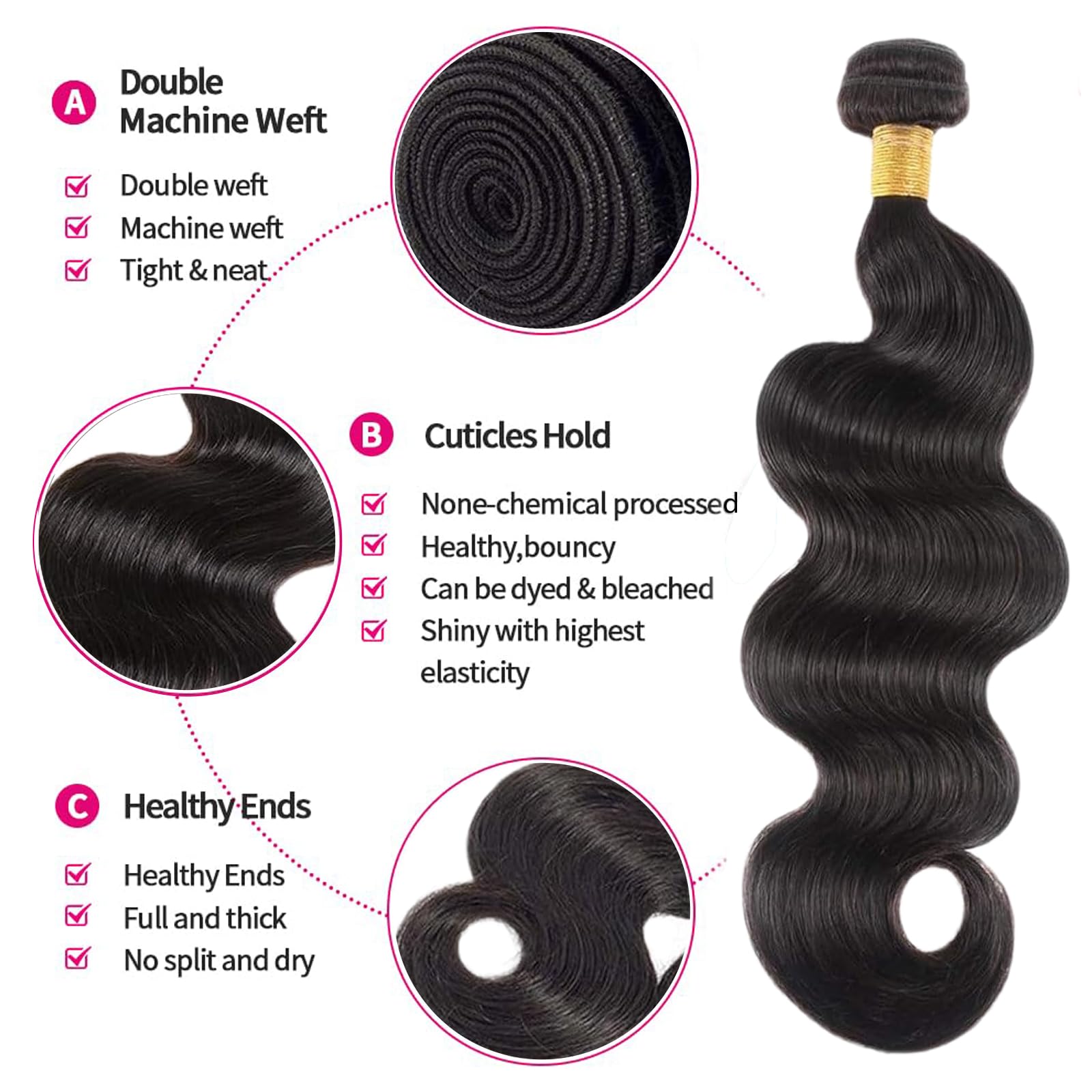 Boopwine Body Wave Bundles 16-inch length display demonstrates versatile styling options.