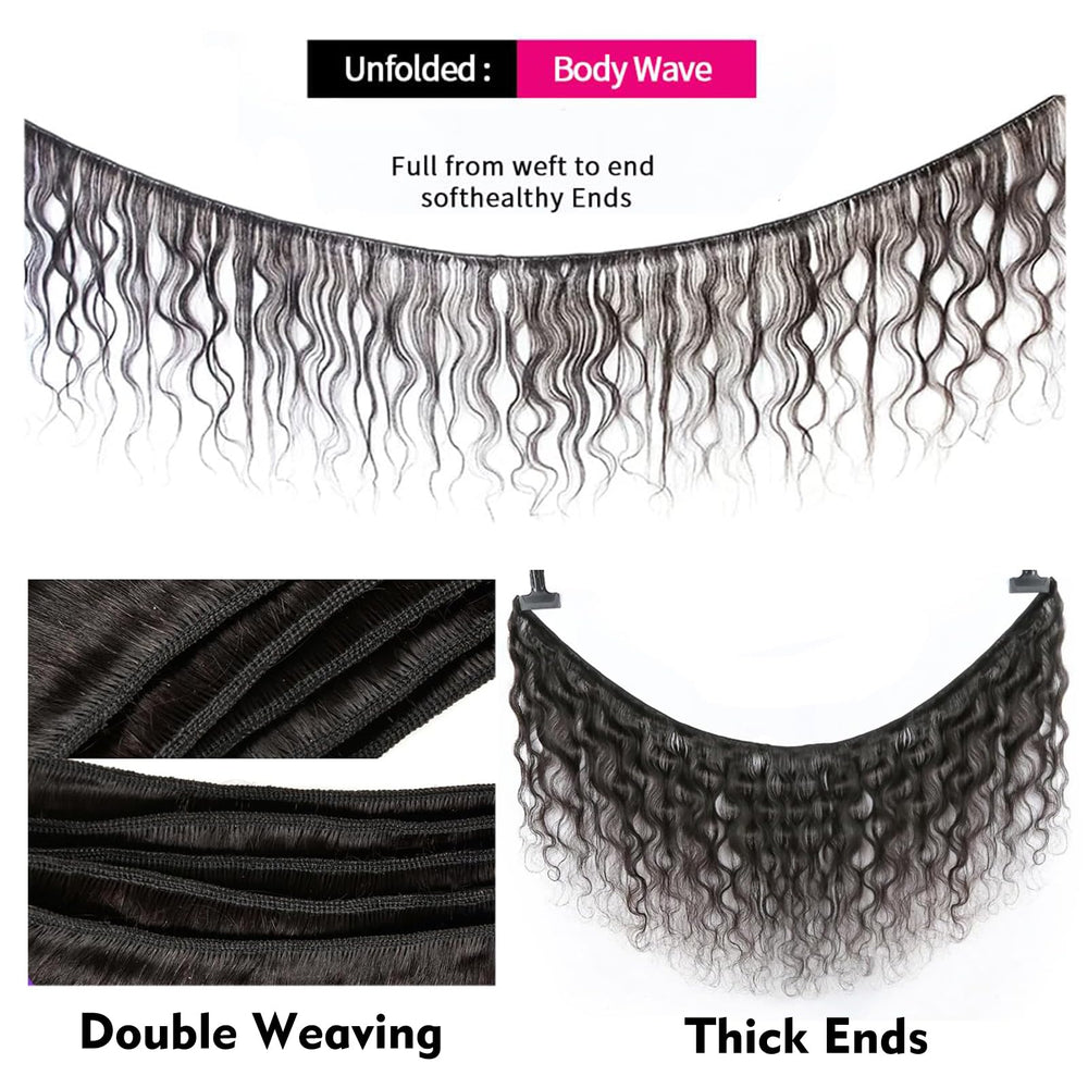 Boopwine Body Wave Bundles close-up weft demonstrates tight weave for minimal shedding.