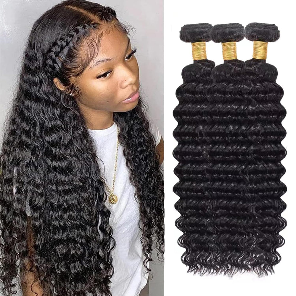 Boopwine deep wave bundle 14inch closeup highlights lush curls for versatile styling options.