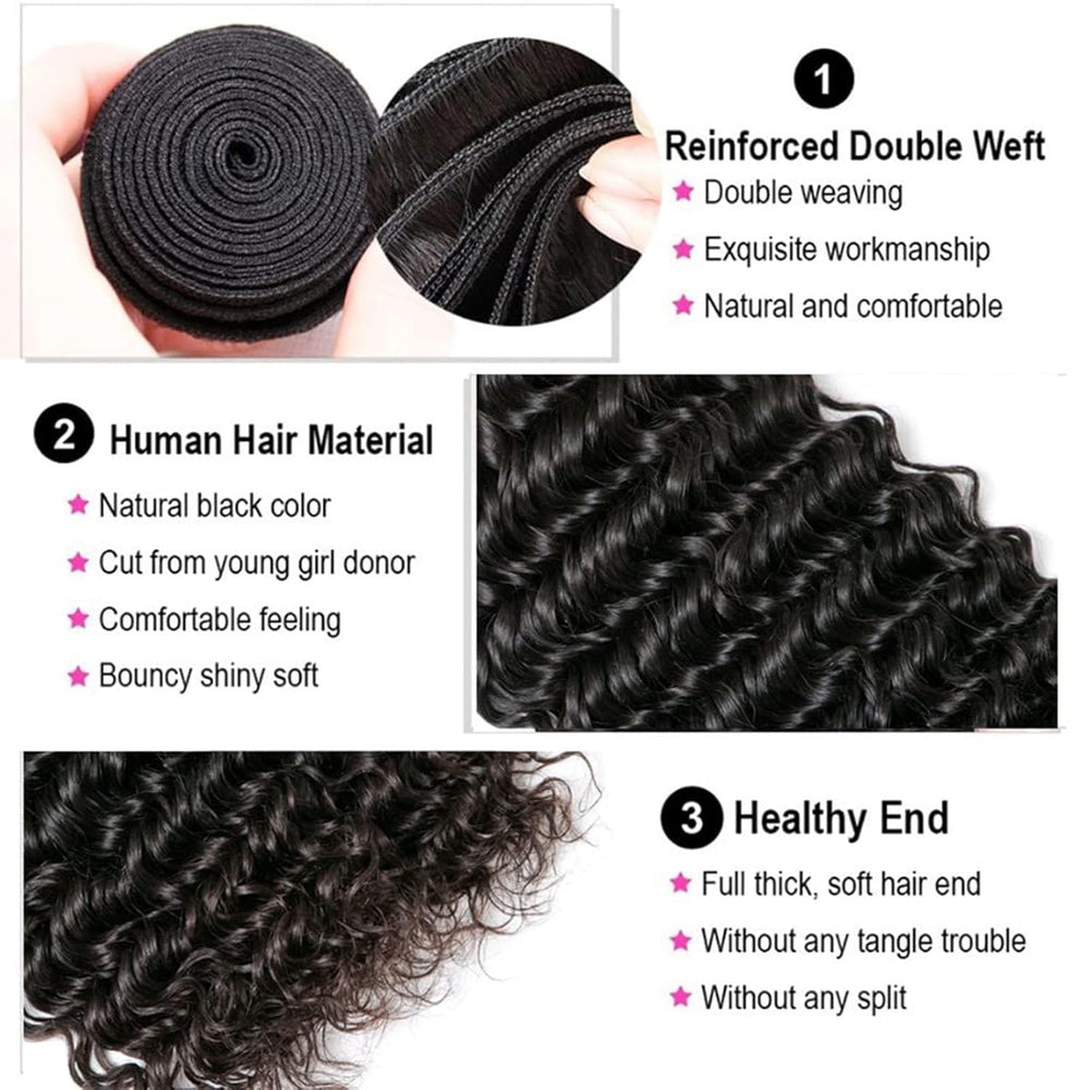 Boopwine deep wave bundle 18inch closeup emphasizes length, bounce, and natural volume.